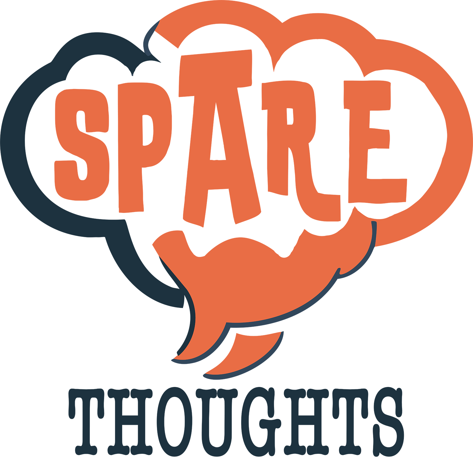 Spare Thoughts logo featuring the word Spare in a thought balloon over the word Thoughts